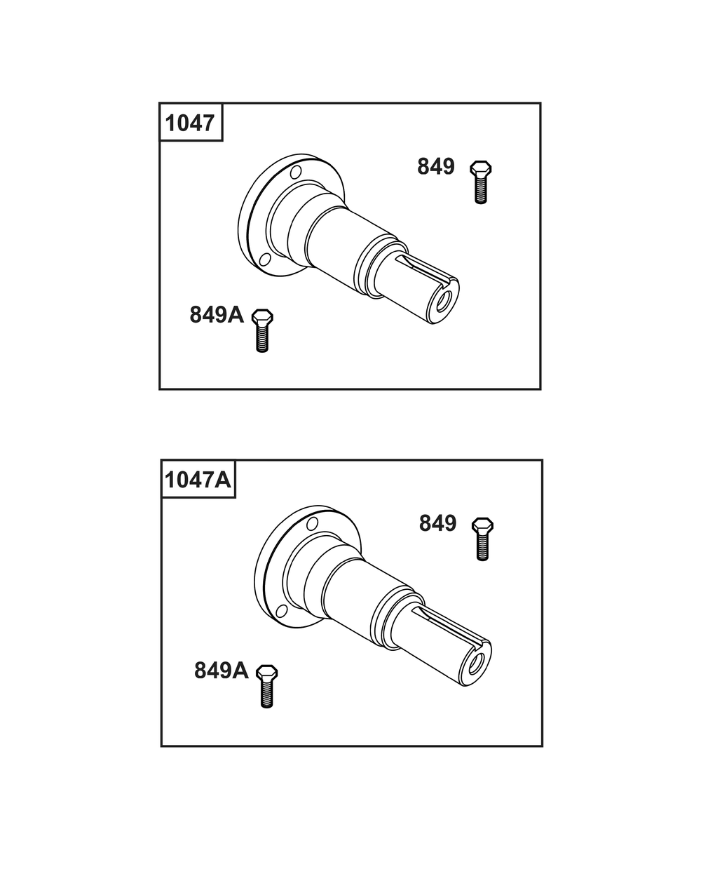 Stub Shafts Diagram and Parts List for 541477-2242-J1(54-61) 400000 - 699999 Briggs and Stratton Engine